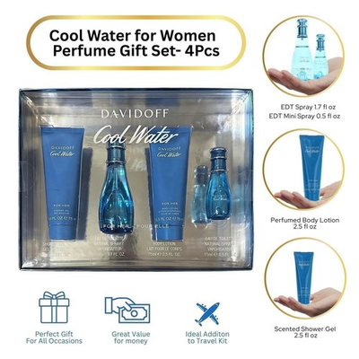 #ad #ad Cool Water for Women By Davidoff Perfume Gift Set 4Pcs $42.95