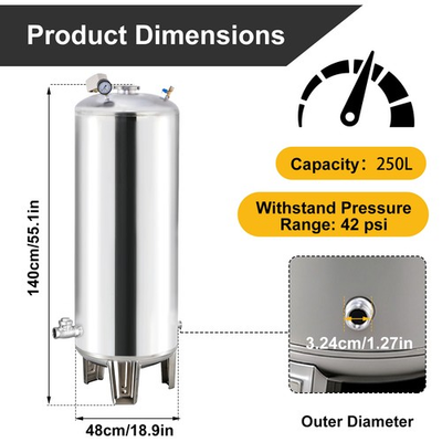 #ad 26.4 66 Gal Pressurized Well Tank Stainless Steel Water Pressure Tank For Well $267.75