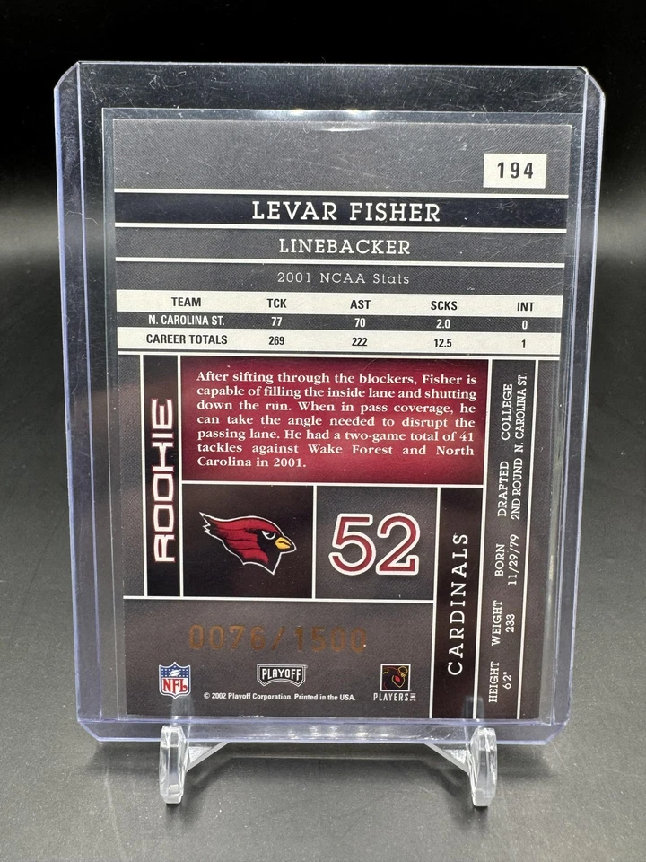 2002 Playoff Levar Fisher /1500 #194 - Image 2 of 2