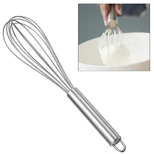 10-Inch Stainless Steel Balloon Whisk - Heavy Duty Manual Egg Beater, Milk Froth