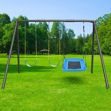 600lbs Heavy Duty Swing Set with 3 Swings Metal A Frame Swing Set Kids Backyard
