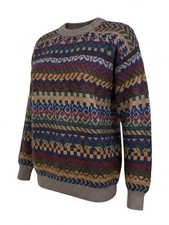 Alpaca Black Multicolor Fair Isle Crewneck Sweater - Large