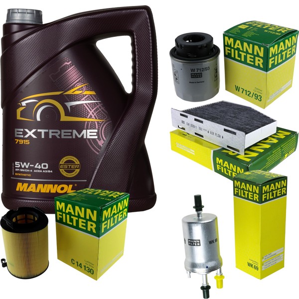 Mann Inspektionspaket 5L Mannol Extreme 5W-40 FüR VW Golf V 1.4 TSI 1.2 Audi A3-image