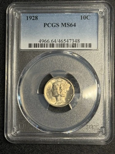 1928 Mercury Dime Pcgs Ms64