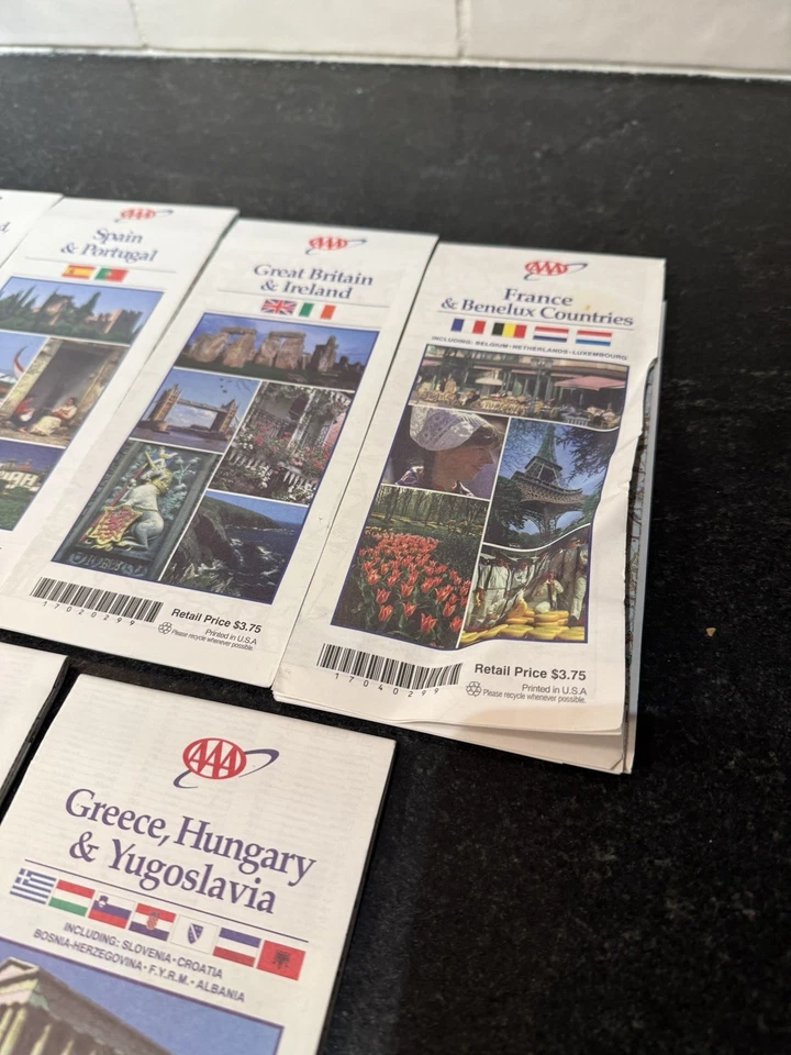 Lote de 7 mapas de planificación vintage AAA Europa conducción alrededor de 1999 Foto 2 de 3