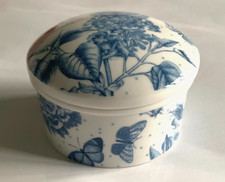 Portmeirion Botanic Blue Trinket Box Candy 8cm Diam Excellent Condition + Lid