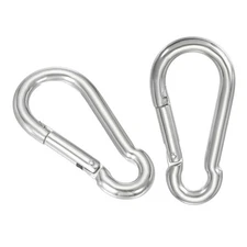 2 Pcs Spring Snap Hook M11 3.98" Stainless Steel Metal Clips, Silver