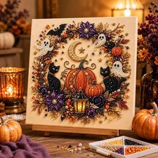 Halloween Ghost Pearl Art DIY Kit, Spooky Cute 3D Diamond Painting Crafts Gifts