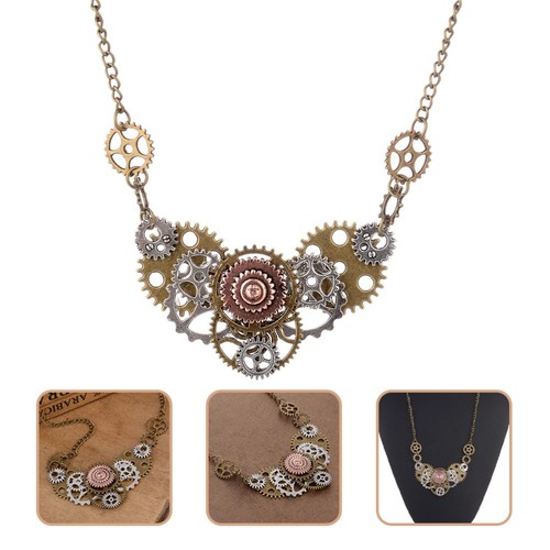 Collar retro Gear hombre accesorios steampunk declaración para mujer