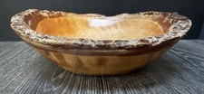 Live Edge Rustic Hand Turned Wood Bowl Natural Bark 8" Fig Grain