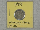 1943 US Mint Mercury Silver Dime  90% Silver Troy ounce .07234 ASW