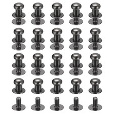 6mm Ball Head Stud Rivets Screw Back, 50Pack Round Head Button, Metallic Black