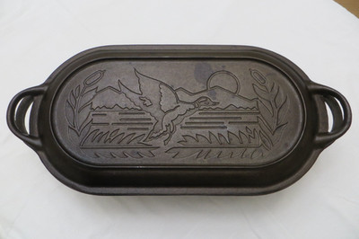 Rare 90s Lodge Wildlife Series 10 Qt Cast Iron Deep Fish Fryer-Mallard Duck Lid