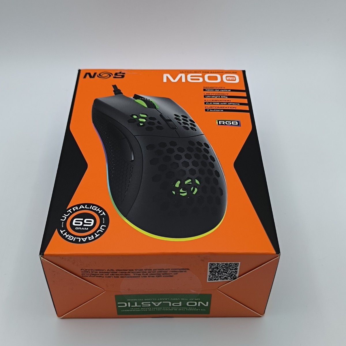 NOS M-600 V2 Ultralight 69grams - RGB Gaming Mouse - Excellent Condition - Black