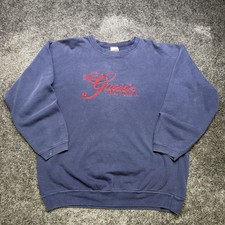 Vintage 90s Guess Embroideredscript Crewneck Sweatshirt OSFA / Large Navy Blue