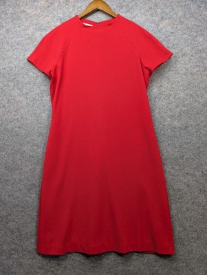 Neiman Marcus Dress Women's 4 Red Shift Short Sleeve Minimalist Classy Old Money