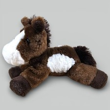 Aurora Horse Pony Beanbag Plush Toy Dark Brown White Face Spot Flopsie 8"