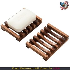 Wooden Soap Dish for Shower,Set of 2 Shower Soap Holder,Self Draining Bar Soap H