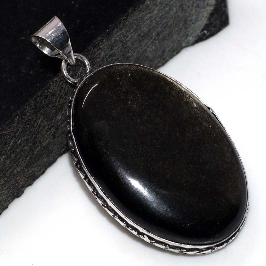 Silver Obsidian 925 Silver Plated Gemstone Pendant 2.1