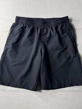 Under Armour Youth Boys Athletic Shorts Black Green L Loose Fit 7.5  Inseam Gym