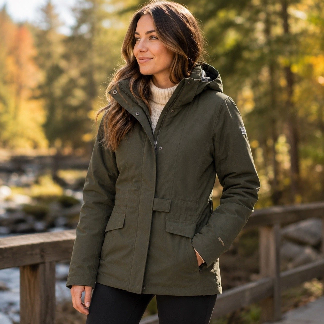 The North Face HyVent Insulated Hooded Jacket Olive Green Womens Small Coat