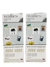 NEW (2) Wallies HANG IT UPS Peel & Stick Gold Clips Remove Reposition-32 Pieces