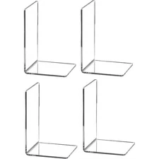 Clear Acrylic Heavy Duty Book Ends for Large Books Set of 4 Desk Book Holder