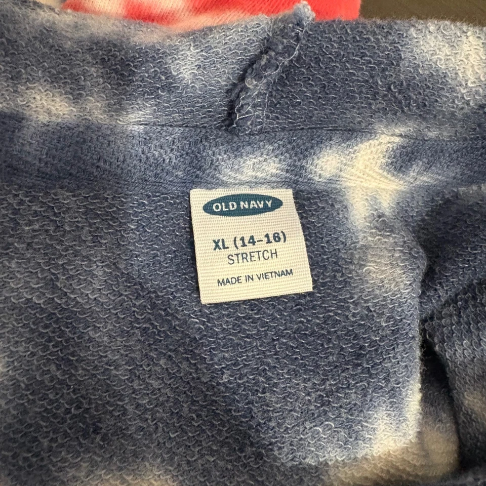 Sudadera con Capucha Antigua Azul Marino Tie Dye Roja Blanca Azul Pullover Niños XL (14-16) Foto 3 de 4