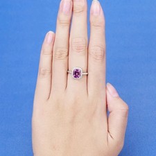 2Ct Cushion Cut Simulated Sapphire Halo Engagement Ring 14K White Gold Plated