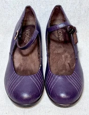 Vionic Amelia‎ Leather Mary Janes Wedge Shoes Womens Size 7.5 Purple Orthaheel