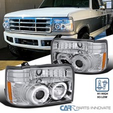 Fits 1992-1996 Ford Bronco F150 F250 F350 Led Halo Projector Headlights Lamps