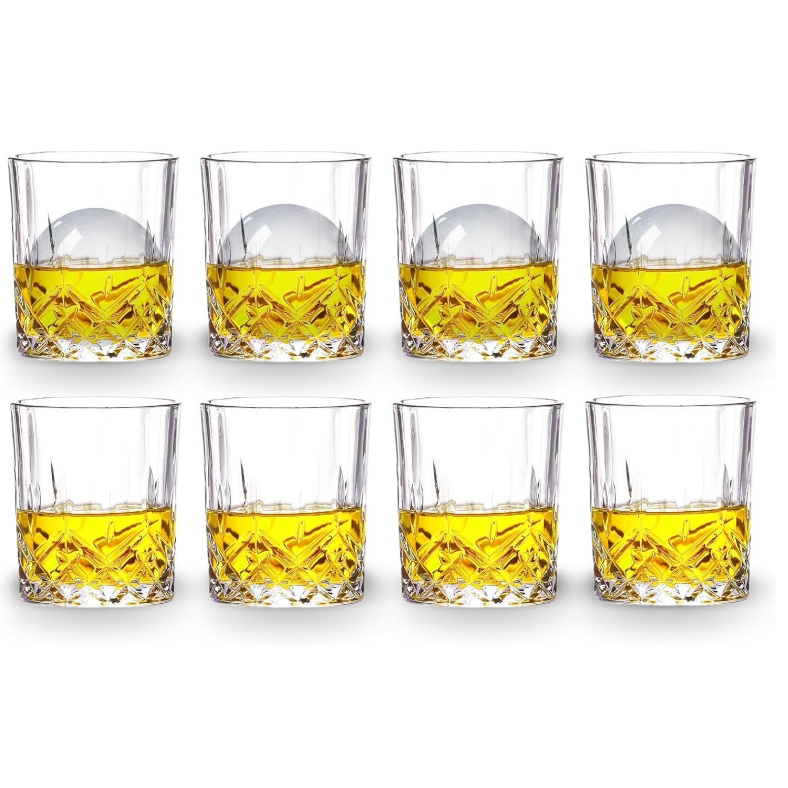 Double Old Fashioned Glasses  Scotch Whiskey Crystal Set of 8