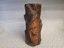 Vintage Old Man Face In Tree Folk Art Carved CANDLE JOHANN GUNTER