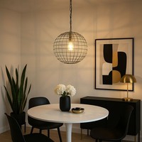 HäNgeleuchte Esszimmerlampe Pendelleuchte Kugellampe Gitter Metall Silber E27