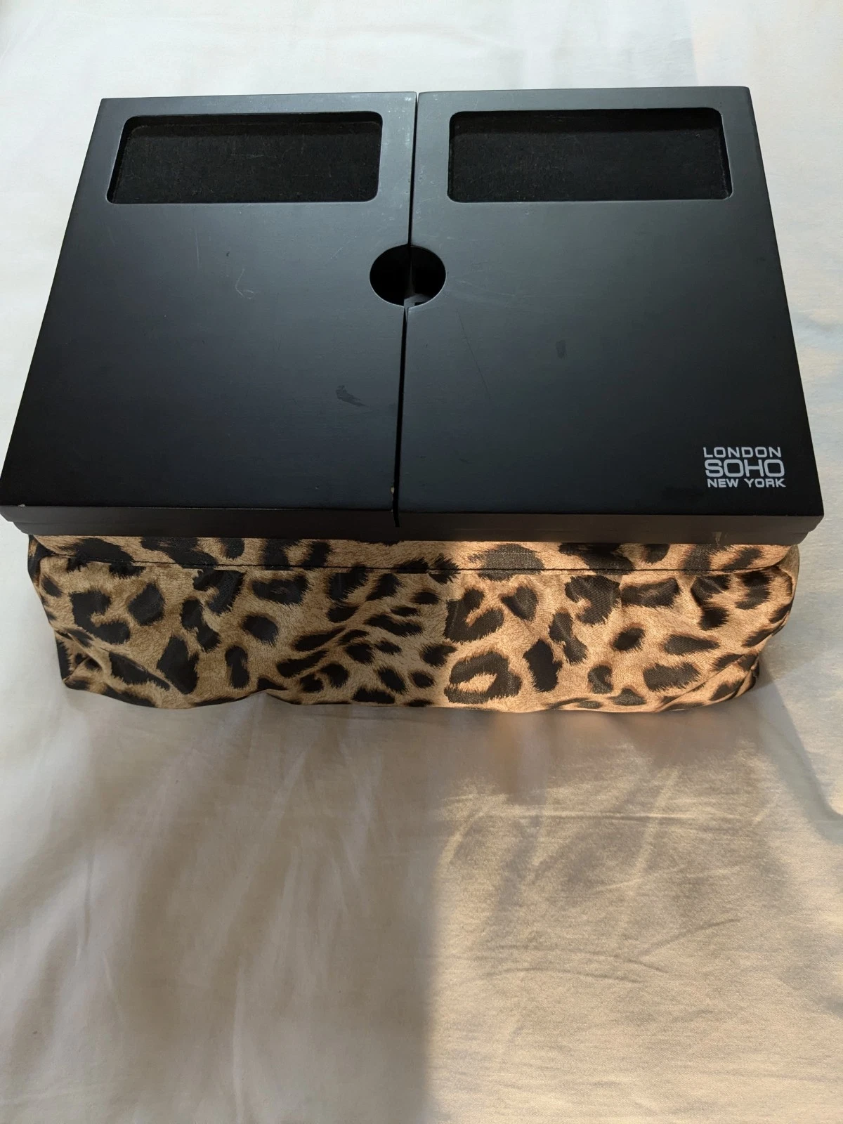London Soho New York Cheetah Print Cosmetic Makeup Storage Box exc
