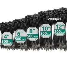 2000 PCS Zip Ties Assorted Sizes 4 6 8 10 12 Inch Self-locking Nylon Cable ties