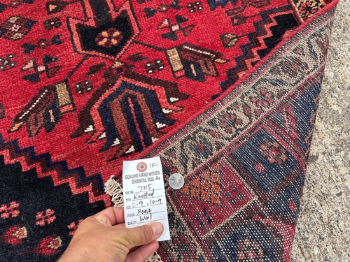 2x10 ANTIQUE HERIZ RUNNER RUG handmade VINTAGE long geometric red blue 2x11 3x10 - Picture 2 of 15