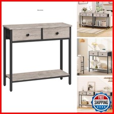 HOOBRO 29.5" Narrow Console Table with 2 Fabric Drawers, Entryway Table