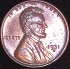 1931-S LINCOLN WHEAT PENNY 1C , AU/MS FULL WHEAT, TONED , SEE PHOTO'S