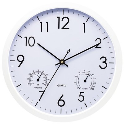 30cm Rund Quarz wanduhr ohne Ticken, Mit Thermometer Und Hygrometer, Wanduhr ...
