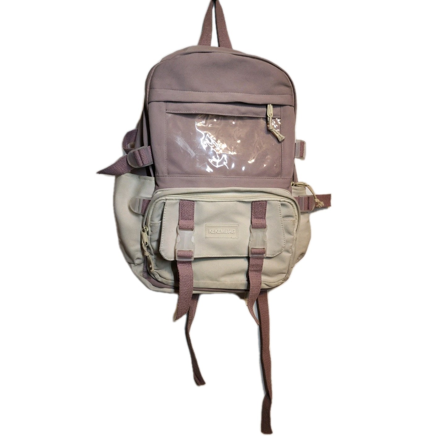 Kekemibag Backpack W Storage Compartment Light Lavender & Ivory Tote Bags