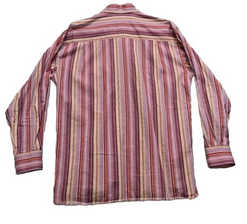 Ike Behar Shirt Mens Medium Red Yellow Blue Striped Button Up Long Sleeve - Picture 2 of 12