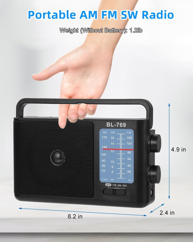 Portable AM FM SW Radio Analog with Loud Speaker, Battery or AC Powered ...