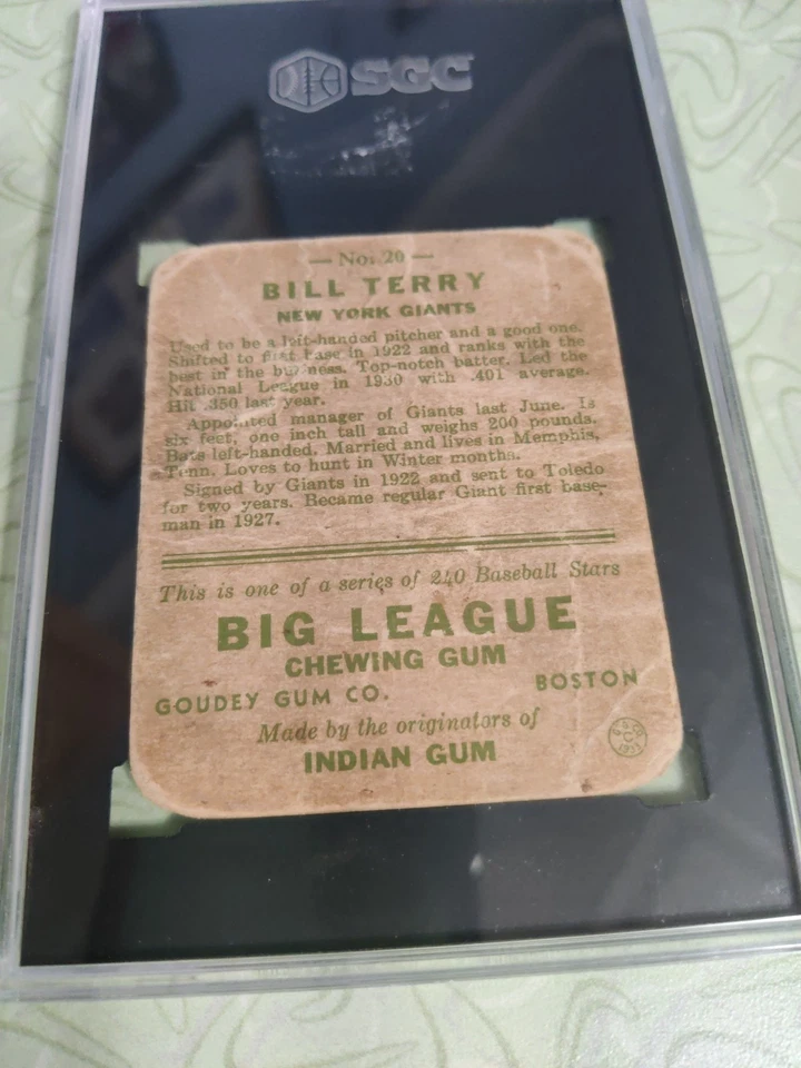 Goudey Bill Terry 1933 # 20 Sgc 1 Foto 4 de 4