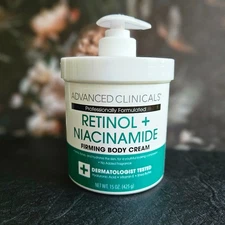 Advanced Clinicals Retinol +Niacinamide FIRMING BODY CREAM - NEW 15oz - Firms