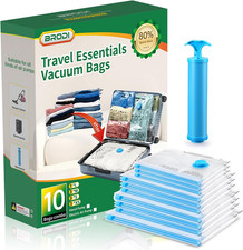 10 Combo Pack Travel Vacuum Bags with Pump - Compression Bags for Travel,Vacuum