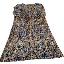 TOMMY HILFIGER Womens Tie Split-Neck Shift Dress Sz 10 Floral Knee Length