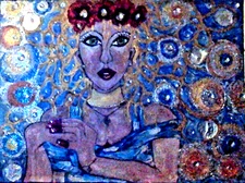 Original painting Gold Woman fantasty impressionist hand painted art 18x24x1 pb