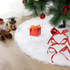 Tappeto Albero Di Natale 150 Cm Rotondo Copri Base Albero Natale Bianco Peluche 