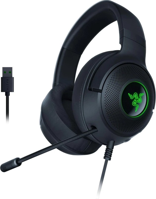 Razer Kraken V3 X Wired USB Gaming Headset 7.1 Surround Sound PC Black Light